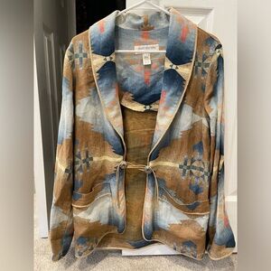 100% Linen 90s Vintage Southwest jacket, Jones of New York, southwest print
